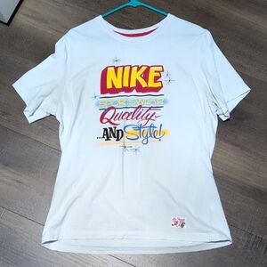 Nike White Tee with Yellow & Red Retro Logo